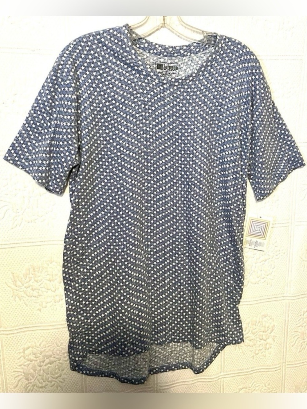 LuLaRoe Patrick T Tee Shirt Top Size M Medium New NWT Blue Stars